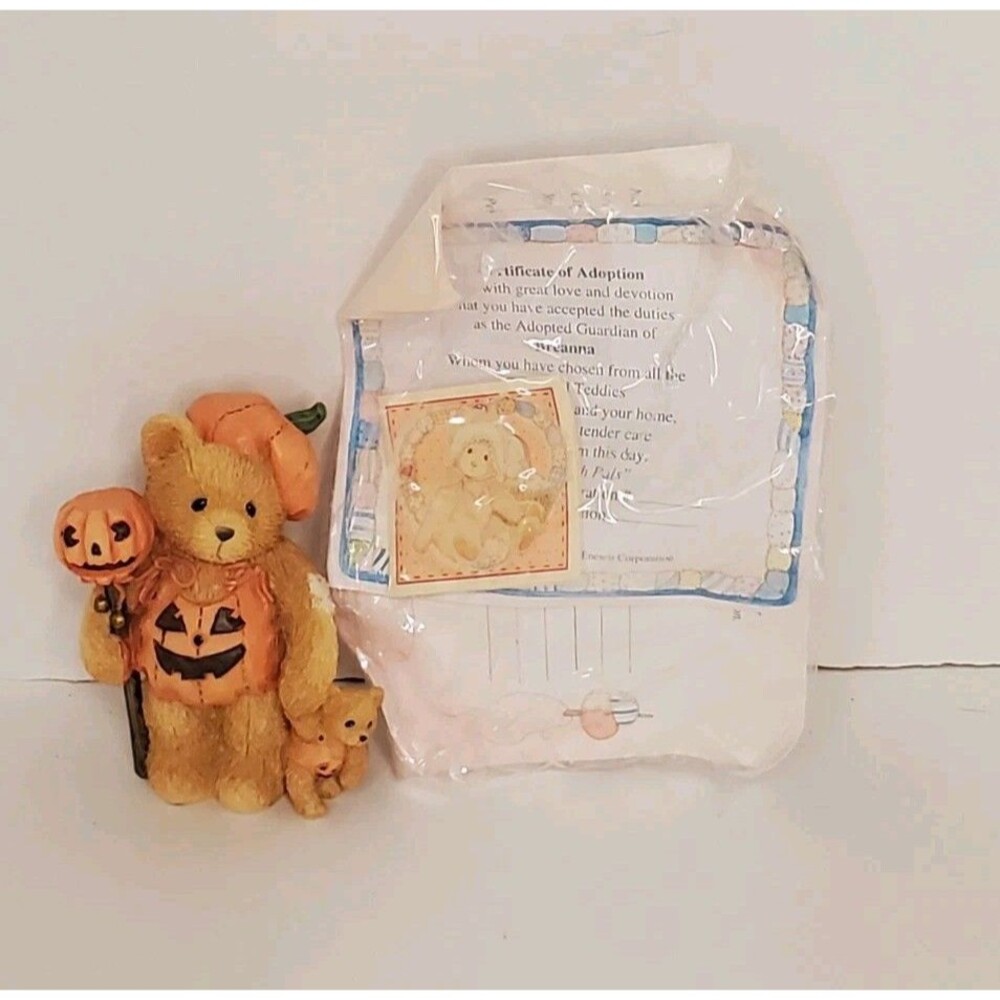 Halloween Bear Breanna Cherished Teddies Pumpkin Patch Pals Enesco 1994 Vtg